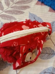 Kids Fur Red Teddy Bear Sling Bag