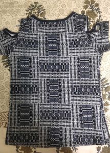 Patterned Cold Shoulder Top