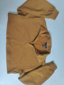 FOREVER 21 Brown Waffle Knit Shirt Style Crop Top