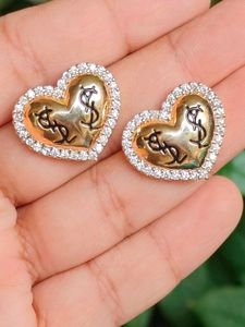 Heart Shaped YSL Stud Earrings
