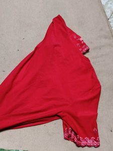 Red Floral Embroidered tshirt