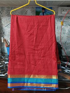 Vibrant maroon Saree with Golden Border