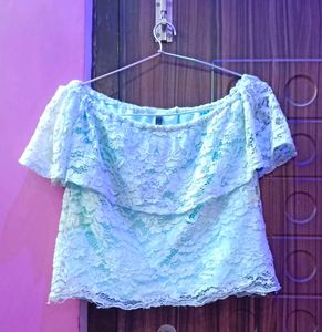Off-Shoulder Lace Crop Top