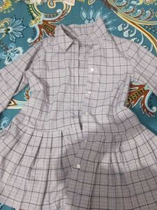 Women's Lavender Checkered  Plaid Pleated Shirt