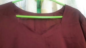 Maroon &amp; Gold Trim Kurta