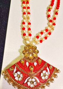 Beautiful Bridal Kundan Long Pendant Set