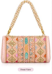 Embellished Clutch Bag with Pearl Handle