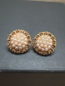 Pearl &amp; Stone Stud Earrings