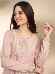 Elegant Peach Embroidered Kurta Set