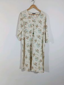 Off White Printed Casual Kurta (Women)