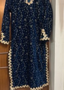Premium Velvet Suit Set with Embroidery Sequence