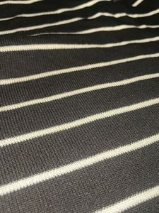 Striped Black &amp; White Knit Regular Fit T-Shirt