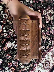 Kashmiri Walnut Wood Hand Carved Jewellery Box