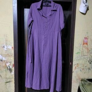 Vibrant mauve Button-Up Midi Dress
