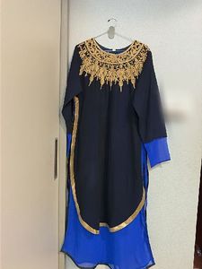 Royal Blue &amp; Black Embroidered Kurti