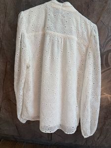 Chic White Broderie Anglaise Blouse