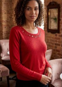 Red Embellished Sweater
