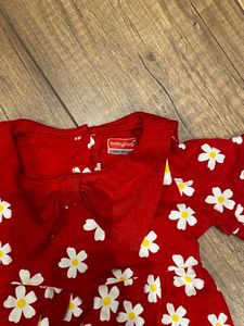 Red Floral Baby Dress &amp; Bloomer Set