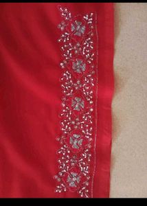 Red Embroidered Saree
