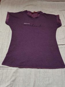 Purple "Hello Weekend" T-Shirt
