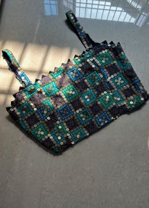 Blue nd Green Sequin  Blouse