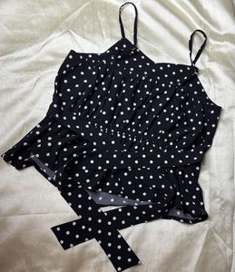 Black Polka Dot Peplum Top
