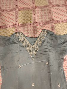 Elegant sky blue Embroidered Kurta