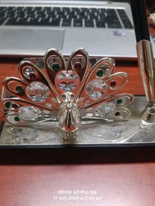 Elegant Peacock Pen Holder with Pe