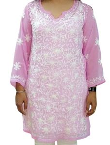 Chikankari Pink Kurti