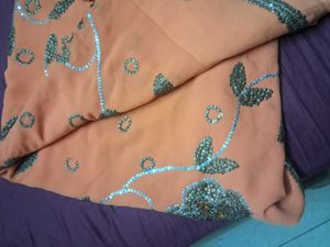 Elegant Orange Saree with Sequins