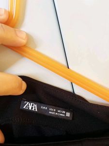 Zara Chic Ruched Black Midi Skirt