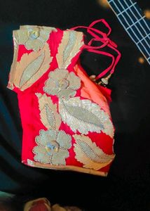 Red Embellished Ethnic Blouse like used only once