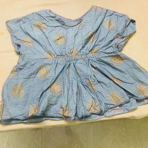 Stylish Blue baby top with Gold Print