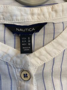 Nautica Mulmul White Top With Blue Stripes Size S-M