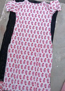 Beautiful White &amp; Pink Kurta Set