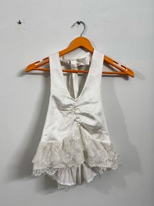Elegant White Halter Neck Lace top