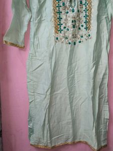 Embellished Mint Green Kurta pant set