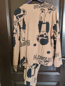 Zudio Cute Beige Print Night suit
