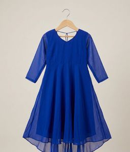 Royal Blue Flowy Ethnic Gown with dupatta