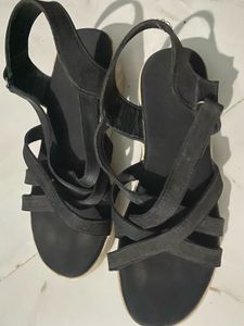 Black Strappy Flat Sandals