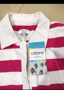 Oversized Pink Striped Crop Top
