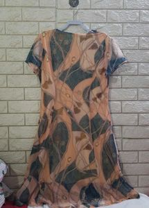 Vintage-Style Peach A-Line Midi Dress