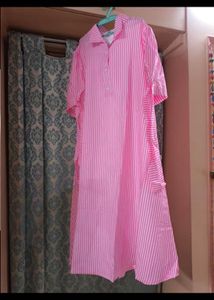Pink Striped Button-Up Dress