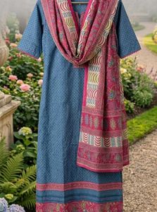 Stylish Blue Printed Kurta Set