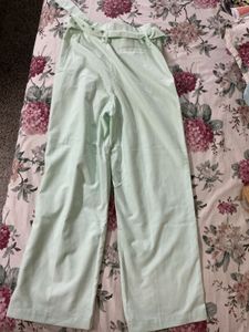 Light Green Wide Leg Pants with Belt