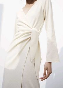 H&amp;M luxe Elegant Cream Wrap Dress