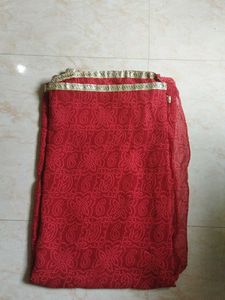 Red Ethnic Dupatta with Gold Border
