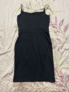 Sleek Black Spaghetti Strap Mini Dress
