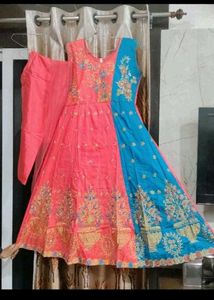 4 colour Elegant Embroidered Anarkali Kurta Set
