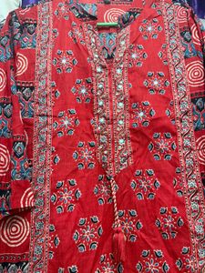 Vibrant Red Ethnic Kurta Set with Dupatta
